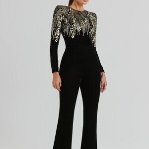 Nadine Merabi Katarina Sequin Long Sleeve Velvet Jumpsuit Size 6
